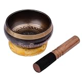 Tibetan Singing Bowls Singing Bowl Set With 12.5cm/5inch Handmade Metal Sound & Soft Cushion & Wooden Striker(5 Inch)