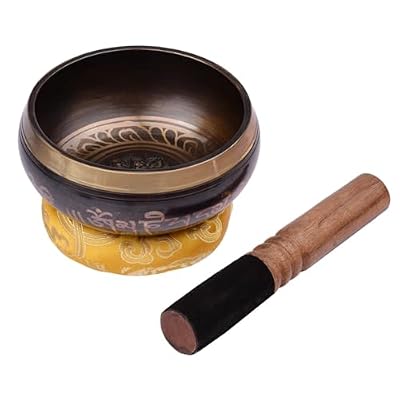 Tibetan Singing Bowls Singing Bowl Set With 12.5cm/5inch Handmade Metal Sound & Soft Cushion & Wooden Striker(5 Inch)