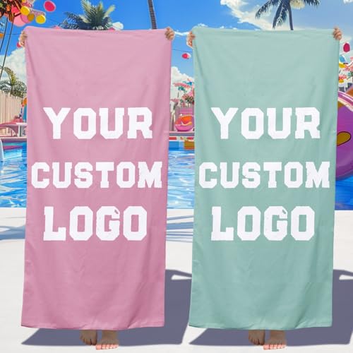 Sleeleece Personalized Beach Towels Logo, Custom Logo Beach