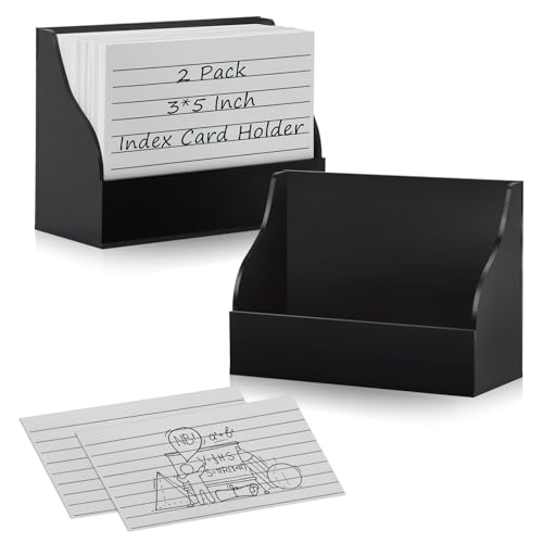 SHIQIKEJIPTY 2 Pack Black Index Card Holder 3 X 5 Note Card