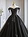 PFTFB Women's Puffy Tulle Off the Shoulder Wedding Dresses 2024 Off Shoulder Black Lace Wedding Gowns for Bride with Train Plus Size 18