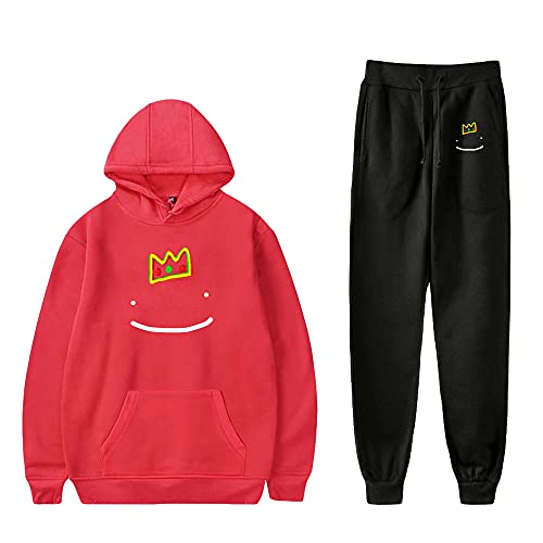 Ranboo&DreamwastakenDream Smile - Conjunto de dos piezas con capucha unisex y pantalones de chándal para mujer, Rojo1, M Cover
