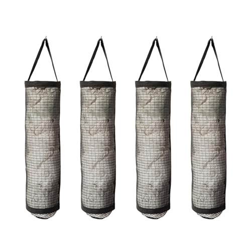 4 Soportes para almacenar Bolsas de plástico. Almacenamiento Transpirable de Bolsas de Basura. Malla Plegable para Colgar en Cocina, lavadero, baño. Organizador y dispensador de Bolsas.