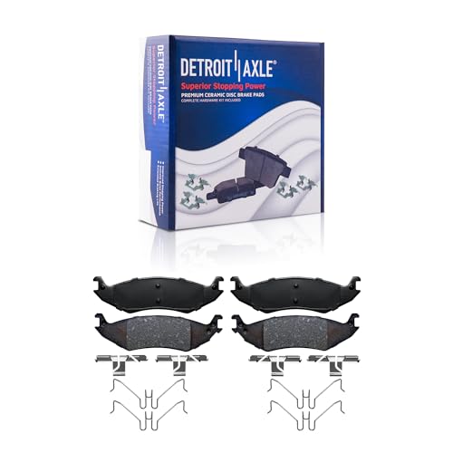 Image of Detroit Axle - Rear Ceramic Brake Pads w /Hardware Replacement for 2004-2006 Ford E-150 Club Wagon - 2pc Set