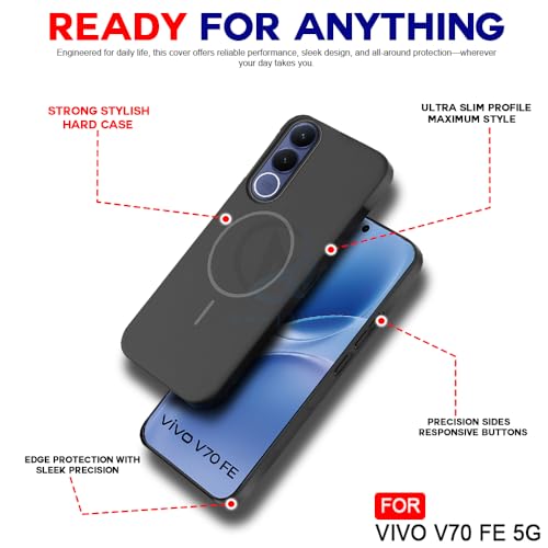 Image of AESTMO Shockproof Back Case Cover for Vivo V70 FE 5G | Slim Hard Shell | Hard Back Cover for Vivo V70 FE 5G (Compatible with MagSafe Accessories, Black)
