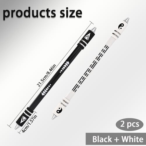 Zisqerts Caneta giratória de cabeça de metal de duas cores, sem necessidade de refil de 21,6 cm, pon