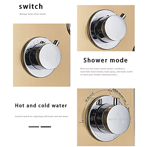 Led Gold Shower Panel Tower System Digital Display Shower Column Stainless Steel Shower Panel System, Shower System with Shower Head, Handheld Shower, Body Jets, Tub Spout, Bi miniatura 4