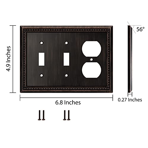 Image of Henne Bery Sunken Pearls Heavy Duty Decorative Wall Plate Switch Plate Outlet Cover (Double Toggle /Single Duplex, Aged Bronze)