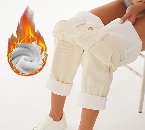 heipeiwa Women's Fleece Lined Corduroy Winter Thermal Grilfriend Boyfriend Casual Pants Warm Trouser2