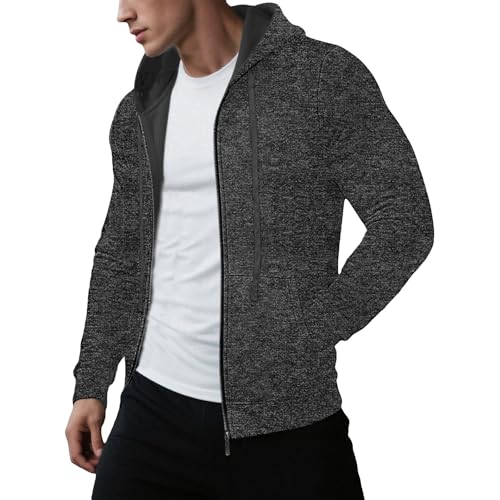 Zip Up Hoodies for Men Fleece Hooded Sweatshirts with Pocket Casual Long Sleeve Basic Slim Fit Tops 2025 Fall Clothes