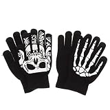 Garneck 2 Paare Halloween Skelett Handschuhe Leuchtende Strickhandschuhe Skeletthandschuhe Weihnachten Spielzeug für Kinder Foto Requisiten Cosplay Sensenmann Kostüm BMX MTB Zubehör