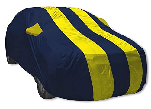 Image of Euro Care Car Cover Compatible with City (Model: 2020 to Till Date) with Mirror Pocket, Water Resistant, Triple Stitched, City Car Cover- Navy-Yellow