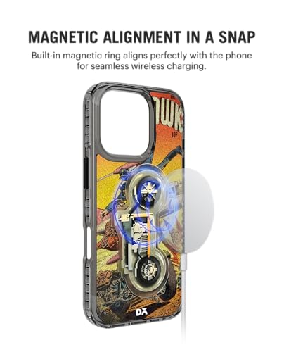 Image of DailyObjects Black Hawk Stride 2.0 Magnetic Case Cover Compatible with iPhone 16 Pro Max | Wireless Charging Slim Back Cover | 2 Layer Edge Protection & Shockproof