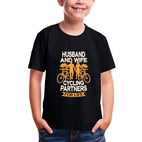 Husband and Wife Cycling Partners for Life Black T Shirt Kids for 2-12 Years Old Children2