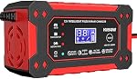 Chargeur de batterie de voiture, 12V/6A Chargeur de batterie intelligent avec réparation d'impulsions, adapté aux voitures, piles au plomb marin
