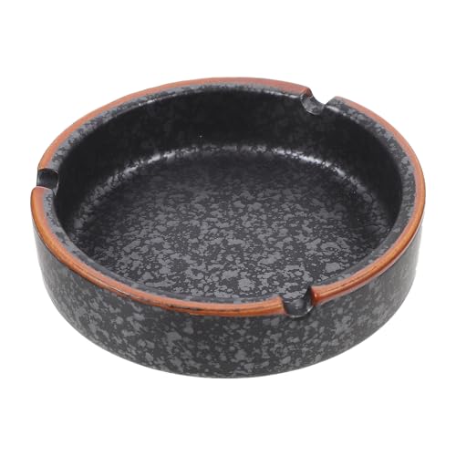 BESPORTBLE Cendrier en Céramique Noire Rainures Pratiques Compact et Décoratif pour Table Intérieure et Maison Surface Lisse Facile à Nettoyer Design Vintage Stable et Fonctionnel