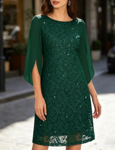 Image of COOAN Wedding Guest Cocktail & Formal Dresses for Women - Lace Sequin Dress