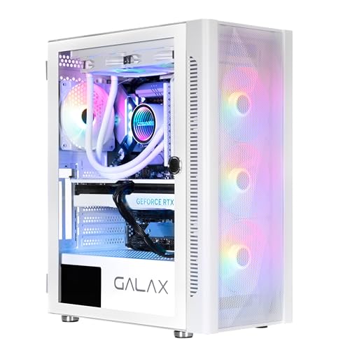 Image of Galax (Rev-06W) Revolution 06 White with 4 RGB Fans Preinstalled, Mid Tower ATX Gaming Cabinet /Computer Case, Tempered Glass Side Panel