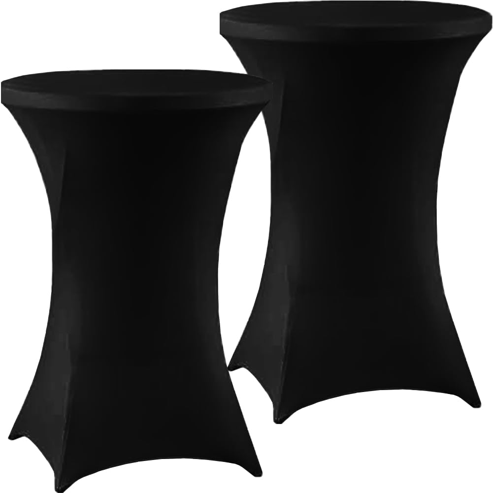 Housse de table en spandex extensible noire pour mange debout 60cm