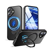 iphone 16 plus 用 ケース MagSafe対応 ワイヤレス充電 いphone16 プラス ケース 高耐久性 米軍MIL規格 アイフォン 16 plus カバー リング スタンド マグネット搭載 スマホケース iphone 16 plus 隠し収納式 縦横両対応 スマホカバー アイフォン 16 プラス 全面保護 軽量 マット仕上げ 半透明（6.7インチ）ブラック【SHANGHAO】