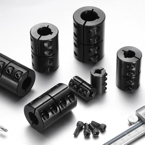 uxcell Shaft Coupling, 1/2" to 3/8" Bore, 1-1/8" OD, 1-3/4" Length, Black Oxide Plated Rigid Single Split Clamping Coupling with #8-32 x 1/2" Set Screws for 3D Printers Motor Wheel by uxcell - Used condition - Image 5