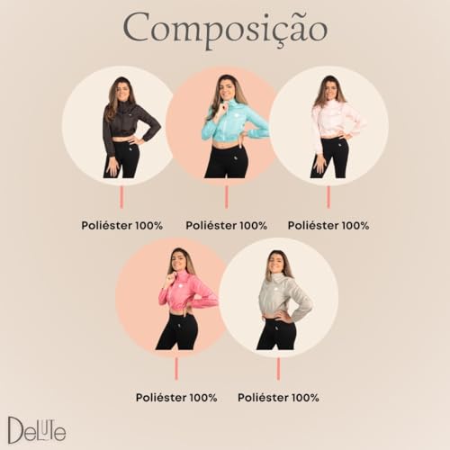 Jaqueta Corta Vento Cropped Feminina Preto M