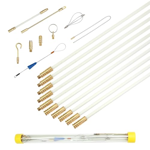 Tiges de câble en fibre de verre, kit de bande de poisson en cours d'exécution, 43 cm x 10, extracteur de câble, connectable, tirez les tiges de fil...