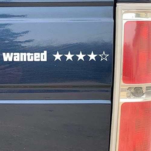 GTA Wanted Level 4 Stars Decal Bumper Sticker - Sticker Bomb Vinyl Decal for Car Truck, Computer, Anywhere! Premium 6 Year Outdoor Vinyl (White, 1)