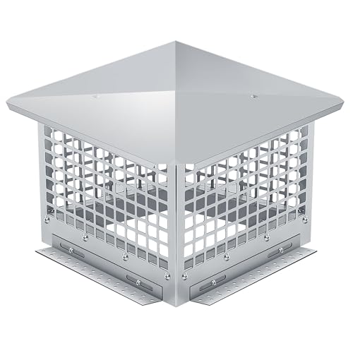 PeacefulHues Stainless Steel Chimney Cap 13"x13"- Heavy-Duty Spark Arrestor with Fine Mesh, Windproof Animal Guard for Clay Tile/Brick Flues