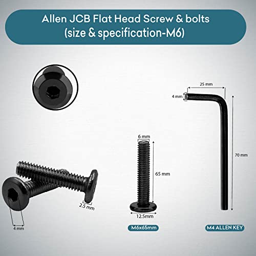 Image of Rely⇒VP INDUSTRIES (Pcs-15) M6x65 mm Black JCB Allen Head Furniture Screw Fastener Bolts | Furniture Bolt Crib Bunk Bed Furniture Cot, Barrel Bolt | Allen JCB Screw High Tensile Alloy Steel 10.9 Grad