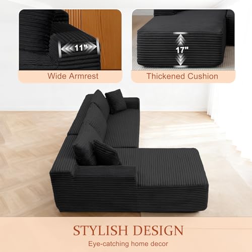 Image of 95 inch Boneless Couch for Living Room, L Shaped Modular Sectional Sofa
