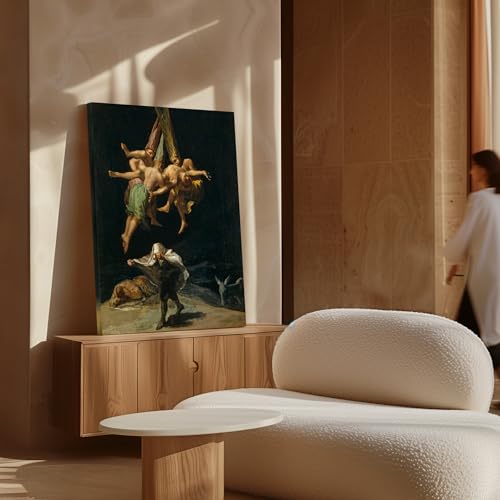 Image of Poster Master Vintage Witchcraft Canvas - Witches' Flight Painting Print - Occult & Magical Ritual Art - Gift for Men, Women - Gothic Wall Decor for Bedroom, Living Room - Available in 8x10 to 30x40