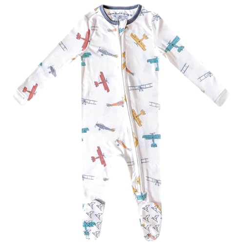 Image of Copper Pearl Ace Zip-Up Footie Baby Pajamas: Ultra-Soft Boys & Girls Pajamas, Premium Knit Fabric in Stylish Prints, Tag-Free with Two-Way Zipper, Newborn to 24 Months