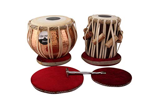 Tabla Set 22,9 cm en bois de sheesham et bayan en cuivre