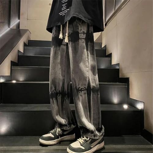 Men Korean Style Jeans with Pockets Cowboy Pants Washed Trousers3