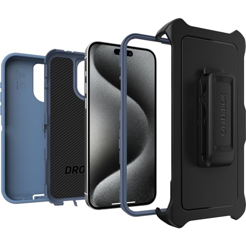OtterBox Schutzhülle für iPhone 15 Pro Max (nur) Defender Series – Babyblaue Jeans (blau), Bildschirmlos, robust und langlebig… – Ansicht 4