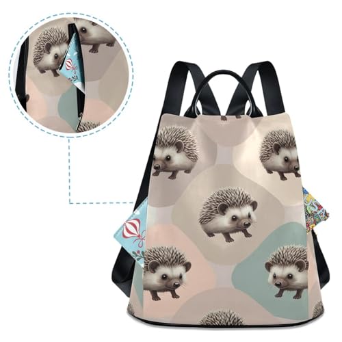 Mochila de erizos para mujer antirrobo bolso de viaje casual juvenil ligero 4