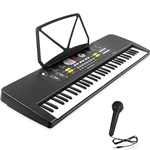 m zimoon Kinder Klaviere Keyboards, 61 Taste Multifunktions Digital Piano, Elektronische Klaviertastatur mit mit LED-Anzeige Notenständer Mikrofon, Musikinstrument Spielzeug für Einsteiger