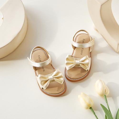 Image of Felix & Flora Toddler Girl Sandals - Little Girl Easter Dress Shoes Lightweight Open Toe Beach Holiday Flats