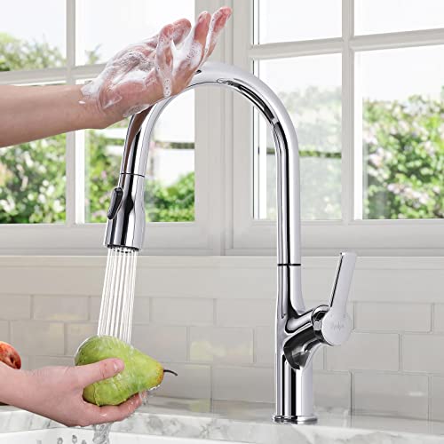 Synlyn Touch Sensor Grifo de cocina Grifo extensible Cocina Mezclador de una sola palanca Grifo de fregadero de cromo giratorio de 360 ​​° Grifo mezclador de alta presión Grifo de cocina de una manija Cover
