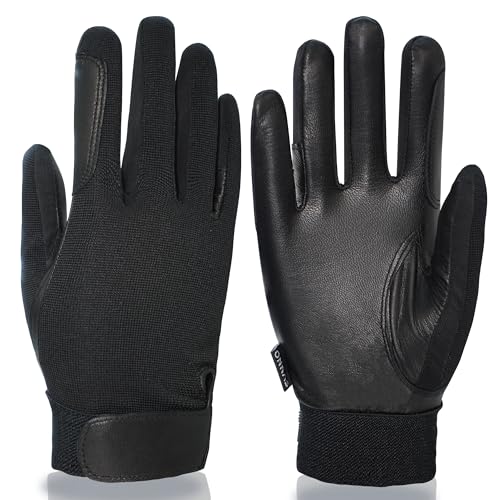 ONNAS Equestrian Riding Gloves - Genuine Goatskin Palm, Double-Layer Leather Fingers, Hook & Loop Wrist - Ideal for Horse Riding, Boating, Gardening, Cycling & Drivingâ€‹