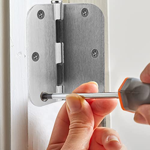 Ningwaan 24 Pack 3 1/2 Inch Door Hinges, Satin Nickel Rounded Door Hinges With 1/4 Inch Radius Corners And Screws, Interior Door Hinges Residential Hinges For Doors Hardware #TOP6