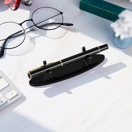 2 Pcs Acrylic Desk Pen Holders Desk Top Single Pen Holders Ballpoint Pen Display Racks Pencil Display Stands Desktop Pen Organizers for Home School Office Black - Image 4