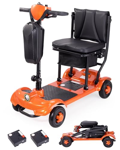 Image of 41LB Light Weight Mobility Scooter for Adults & Seniors, Dual Lithium Batteries for Up to 37.28 Miles - Portable Folding Powered Electric Scooter for Camping, Traveling & Airline Approved(2 Battery)