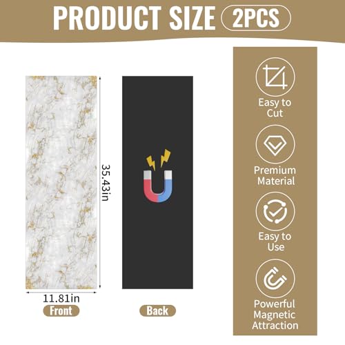 Hlimior 2 Pcs Locker Magnetic Wallpaper Removable Marble Pattern Stickers Self-Adhesive and Reusable DIY Locker Decorations Magnetic Wallpaper Set for School Office Home Living Spaces, White by Hlimior - Used condition - Image 2