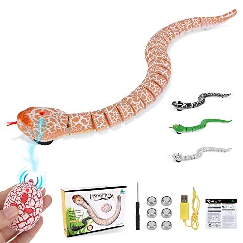 hshdnjee Realistic Remote Control Snake Toy RC&Robot Snake Fast Moving Alive Slithering Snake Battery-Powered Robotic&Electric Snake Toys for Kids Boys 4 Color (Brown)