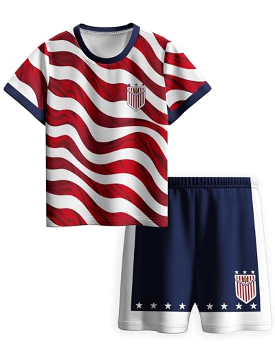 Hjshfue Kids Soccer Jersey Athletic Sports Shirt with Short Set Breathable Lightweight Training Uniform 4-12Y