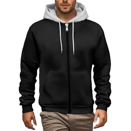Mens Zip Up Hoodie Outdoor Long Sleeve Workout Sweatshirts Modern Drawstring Hooded Coats