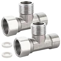 2 Stück Edelstahl T-Stück Schwenkrohrverschraubung 3/4”, 3/4 AG/AG/IG 3 Wege Verbindungsventil, flexibel bewegliches T-Stück, T-Fitting Wasseranschluss DN20, Wasserverteiler 3 fach für Sanitär
