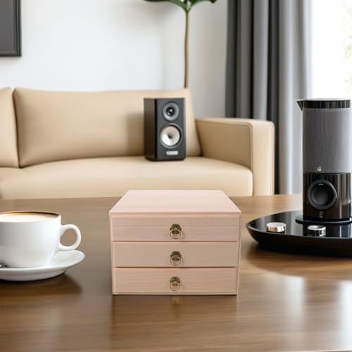 Commode à thé en bois massif COLLBATH avec 3 tiroirs de rangement